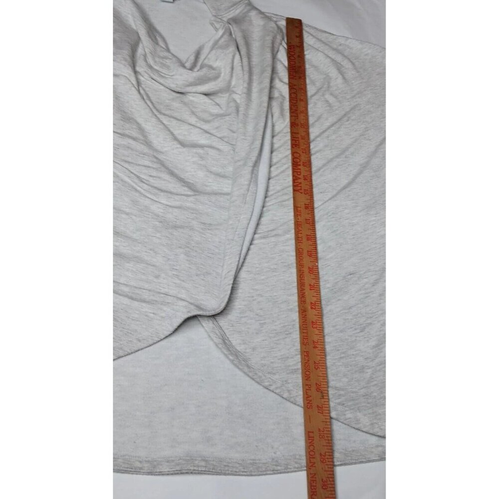 Athleta Womens Large Purana Wrap Sweatshirt Gray Heather Ribbed Long Sleeve Top - Picture 6 of 15